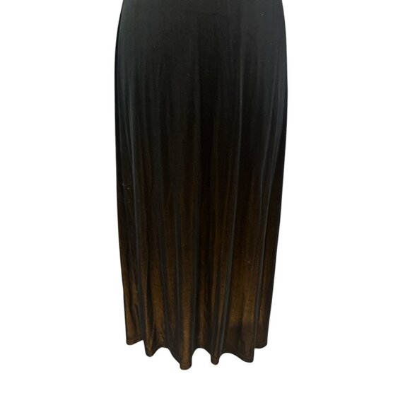 Vintage whimsigoth Black & Gold Ombre Velvet Cap Sleeve Midi Dress - Picture 2 of 11